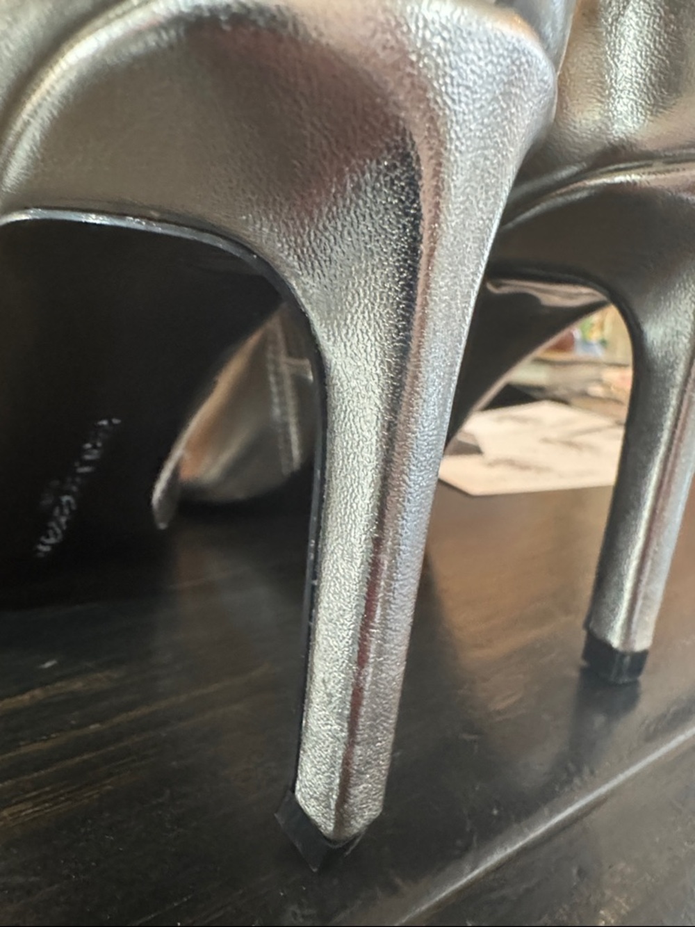 Karl Lagerfeld Silver Pointed Toe Studded Ankle Boots - Picture 9 of 11